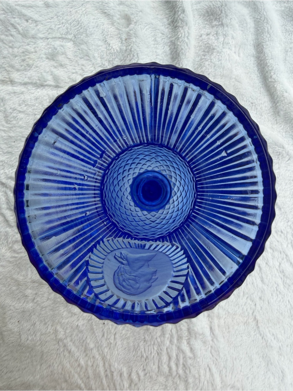 VTG Avon Fostoria Cobalt Blue George Washington Cameo Water Wine Goblet 1976 - Picture 3 of 6